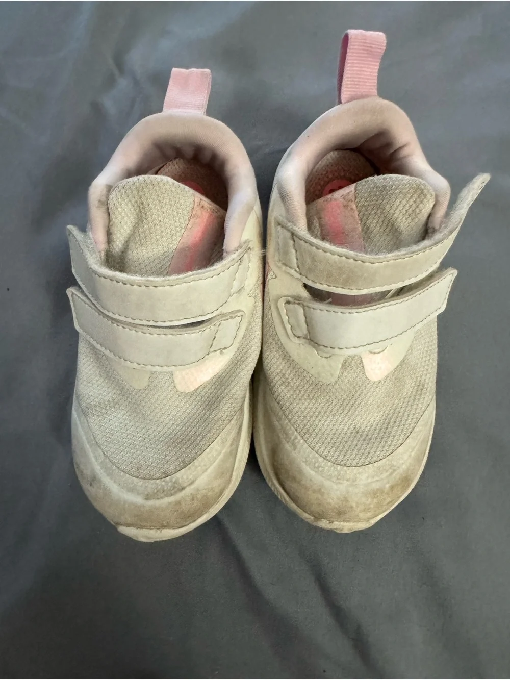 Nike Kids Cream and Pink Velcro Sneakers